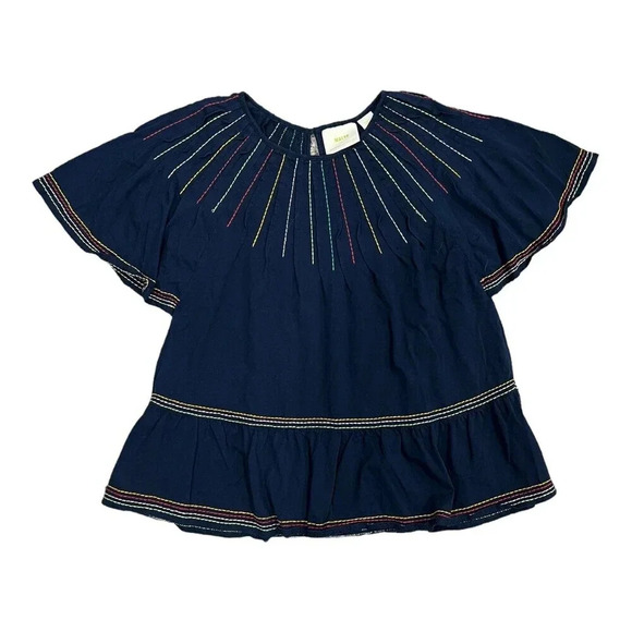 Maeve Navy Chamonix Embroidered Swing Top S - Picture 2 of 5